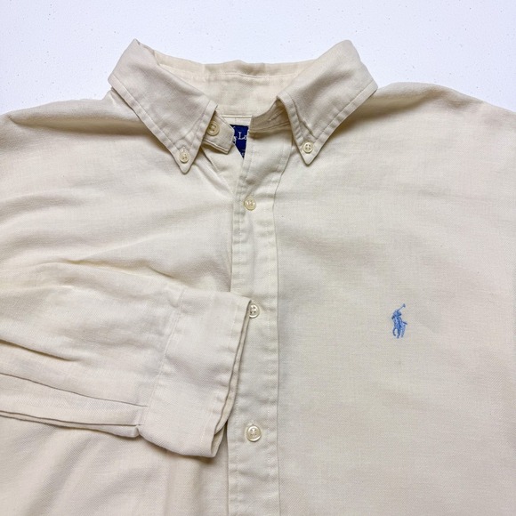 Ralph Lauren Shirt Mens XL Yellow Button Down Blake 70% Cotton 30% Linen Classic - Picture 1 of 10